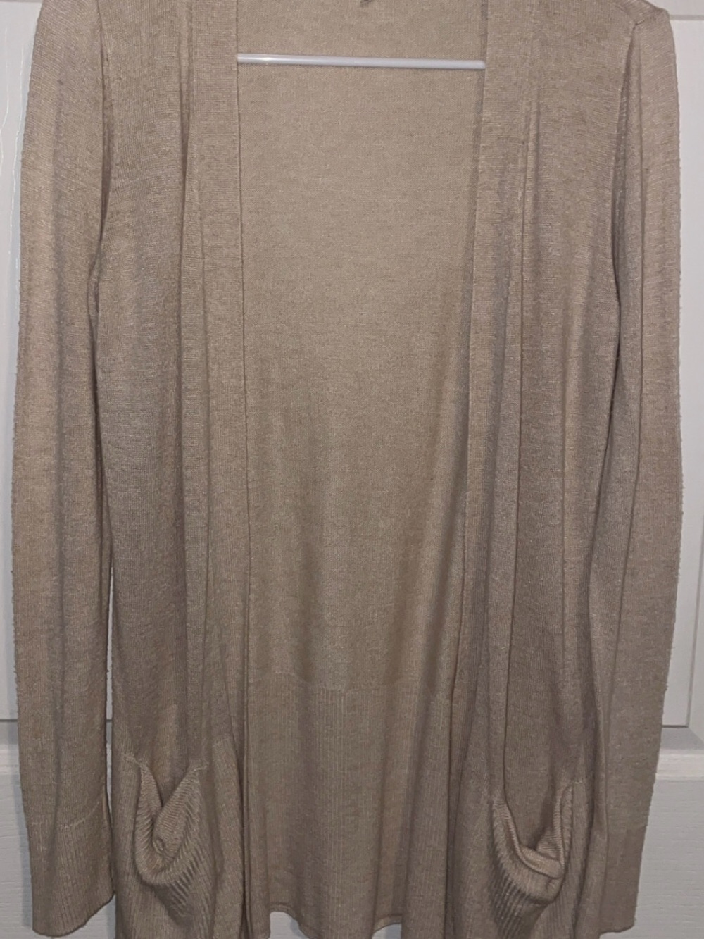 Pink Republic Open-Front Cardigan in Light Beige
